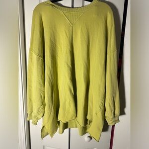 aerie Lime Green V-Neck Scoop Neck Sweater very oversized